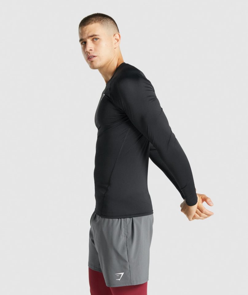 Men's Gymshark Element Baselayer Long Sleeve T-Shirts Black | NZ 7GCRLT